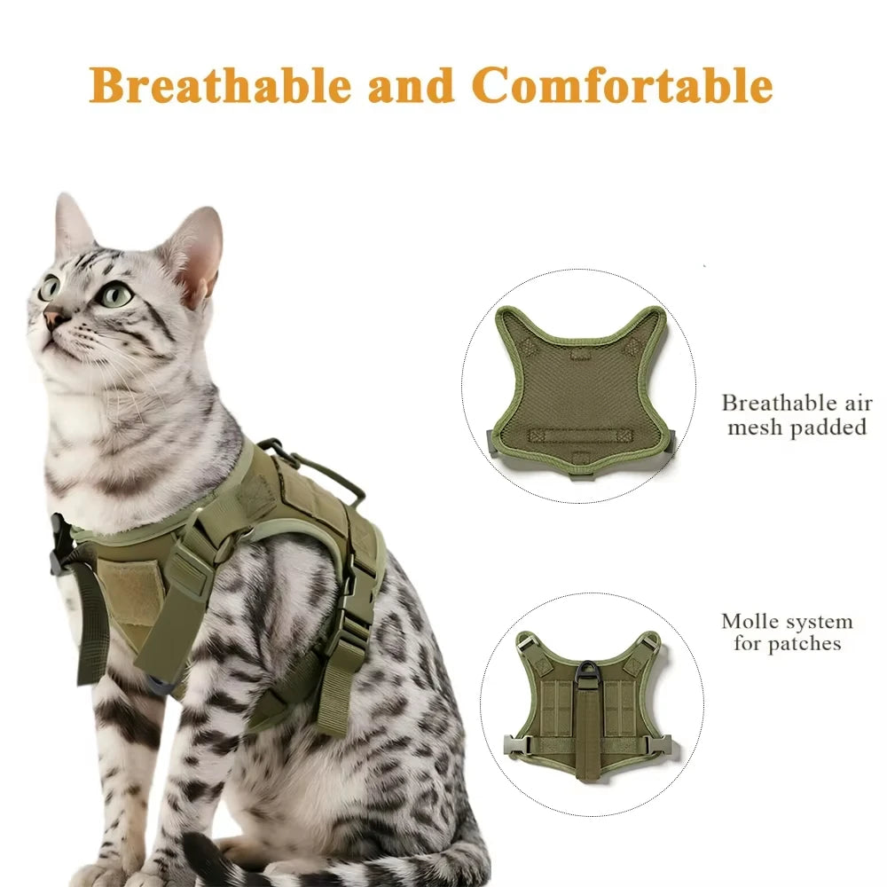 PETRAVEL Adjustable Tactical Cat Harness And Leash Set