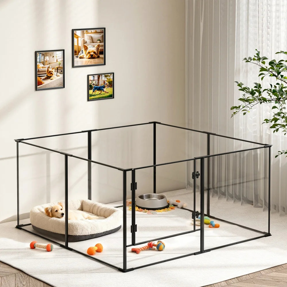 BORWART Acrylic Pet Playpen Enclosure For Dogs Cats And Rabbits