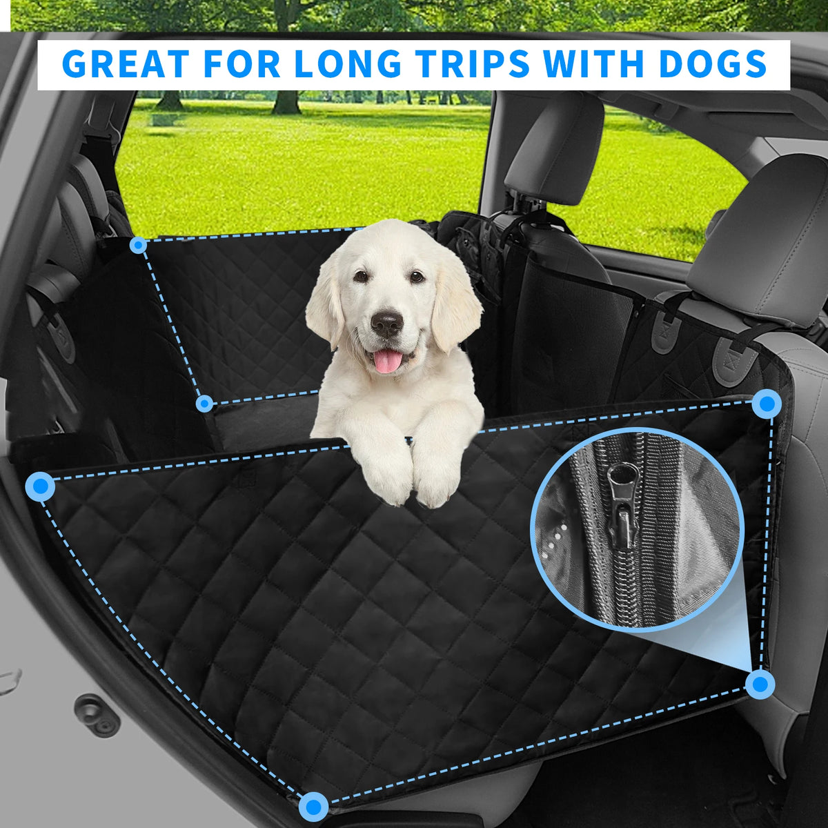 Back Seat Extender for Dogs, Heavy Duty Car Seat Cover for Dogs Pets, Waterproof Anti-Scratch Nonslip Dog Hammock for Cars, Seat Covers Protector with SeatBelt for SUV Truck Standard Black