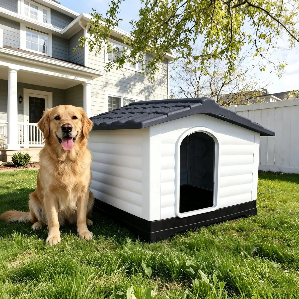 TWISTER CK Waterproof Two Door Dog House With Fold Out Porch