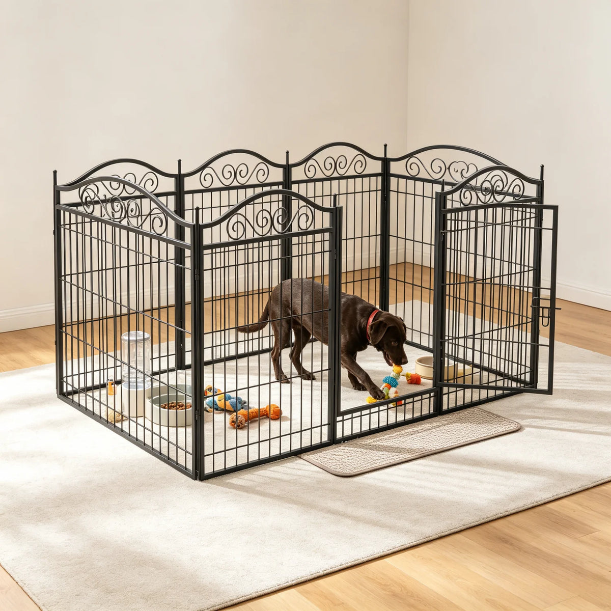 Bingopaw Heavy Duty Foldable Metal Dog Playpen With Gate