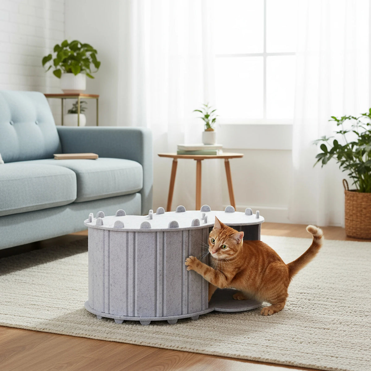 Foldable Cat Tunnel Bed Semi Enclosed Peekaboo Pet House