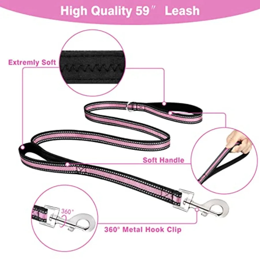 Pet Harness Collar and Leash Set: Reflective Nylon Dog Harness for Puppies and Small Dogs, Black, No-Pull Design with Adjustabl