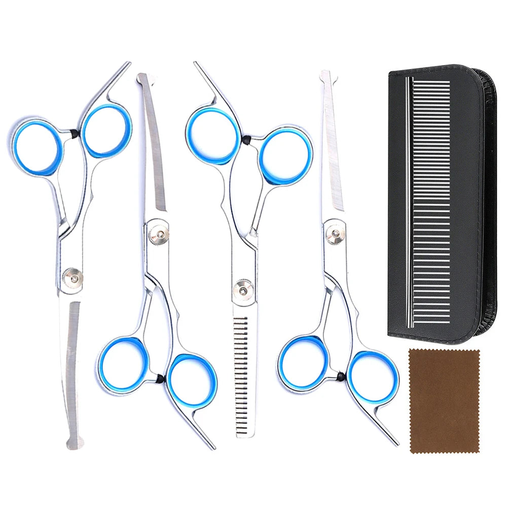 7-in-1 Professional Dog Grooming Scissors Set Stainless Steel Pet Clippers with Ceramic Coating Ergonomic Handle Safe round Tips And Storage Case