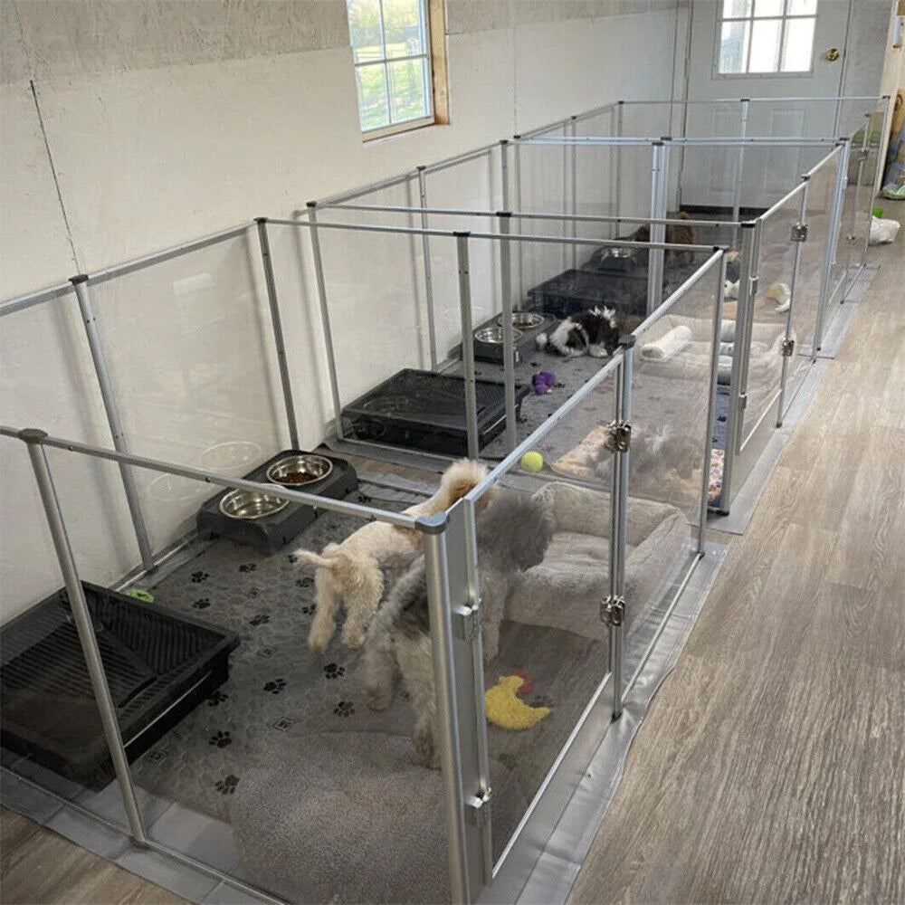 BORWART Acrylic Dog Playpen Indoor Pet Enclosure With Clear Panels