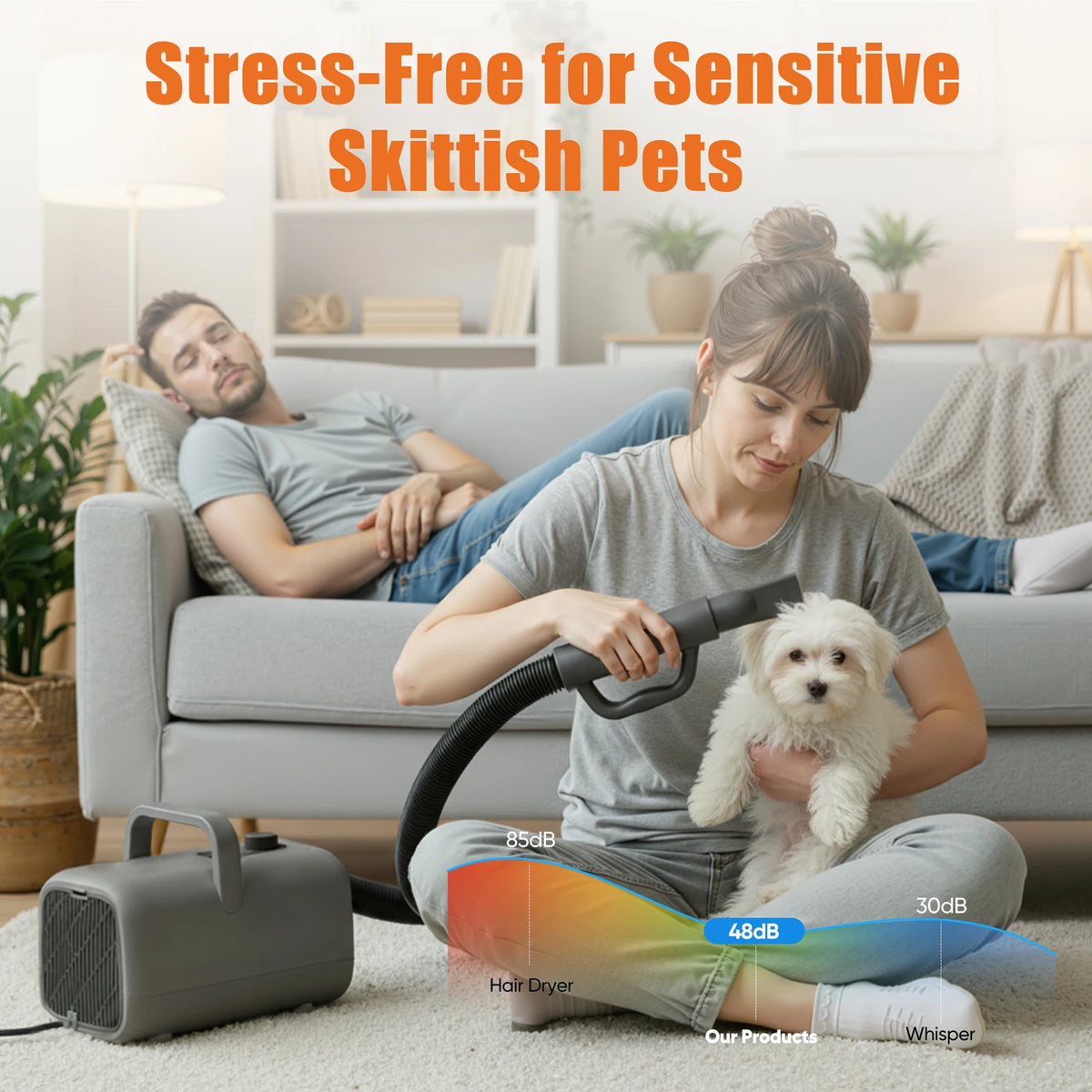 Low Noise Pet Grooming Vacuum Blow Dryer With Four Nozzles