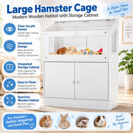 Hamster Habitat With Storage Cabinet And Clear Acrylic Panels