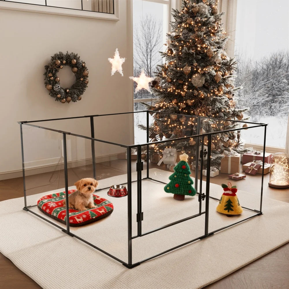 BORWART Acrylic Pet Playpen Enclosure For Dogs Cats And Rabbits