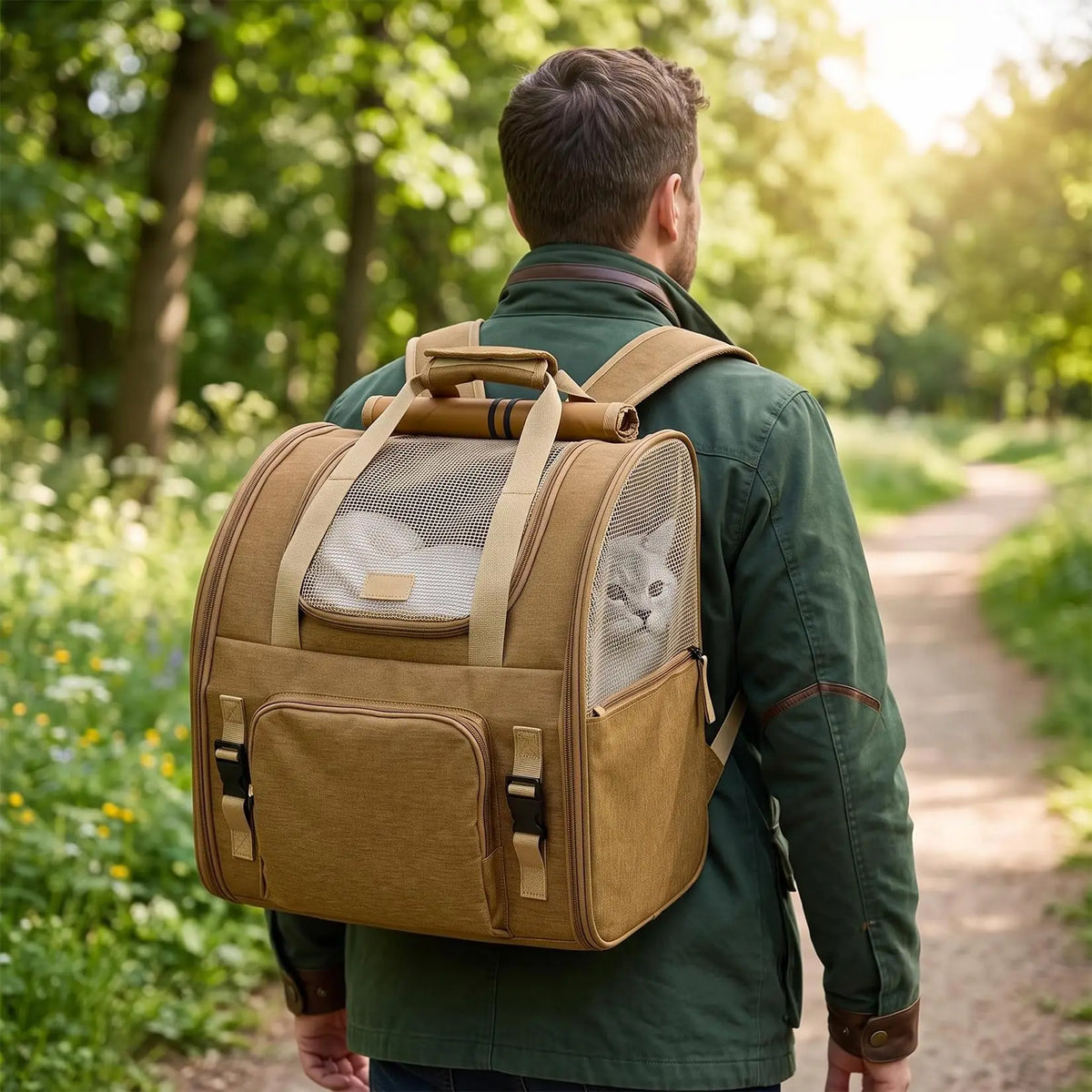 Expandable Mesh Cat Carrier Backpack With Breathable Travel Design