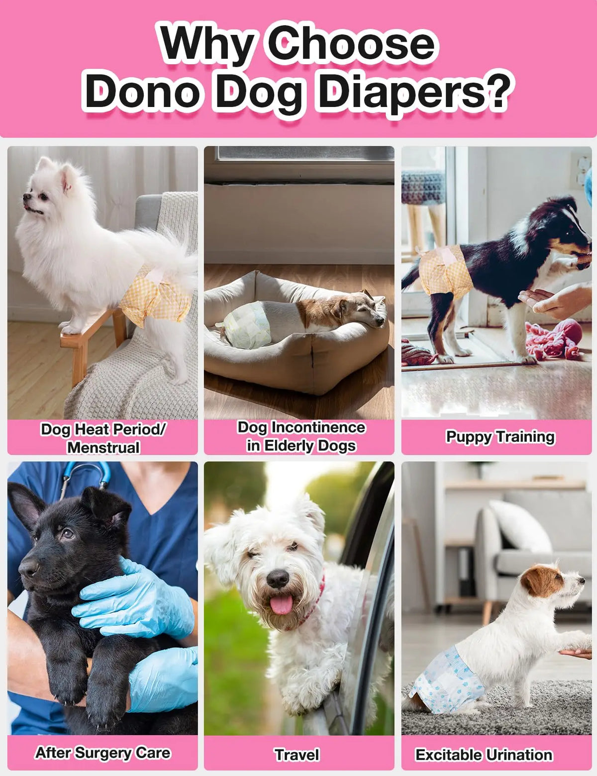 Dono Dog Diapers Female, Disposable Small Puppy Diapers for Heat, Ultra Absorbent Protection, Leak Proof with Wetness Indicator, Comfortable Fit for Girl Dogs in Heat & Elderly Incontinence