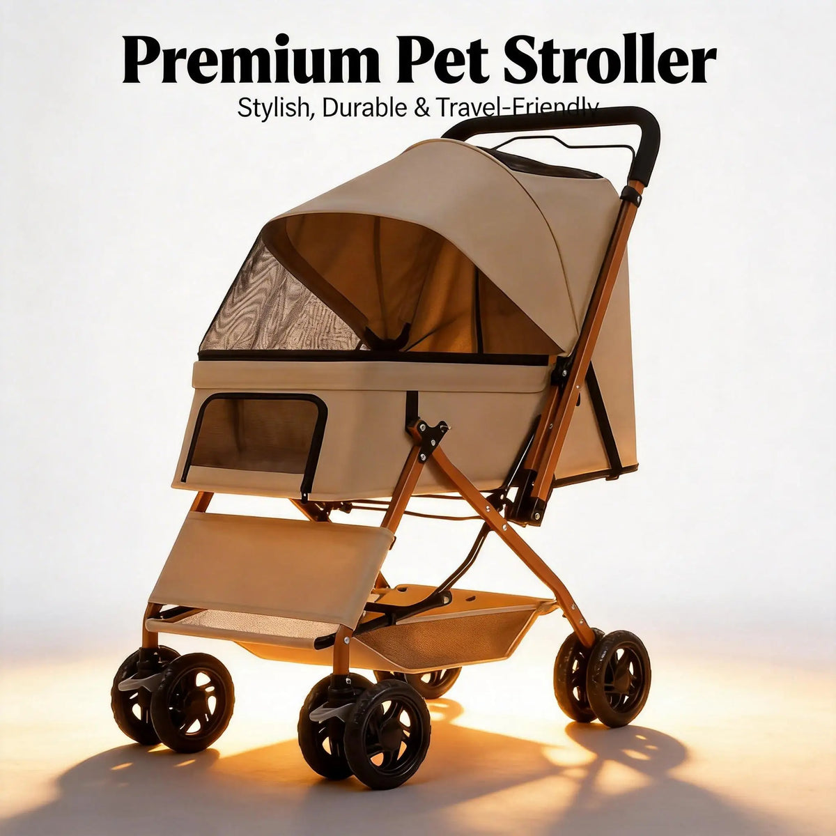 Portable Four Wheel Pet Stroller For Comfortable And Safe Travel