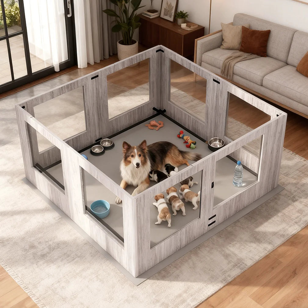 Borwart Heavy Duty Dog Whelping Box With Tempered Glass