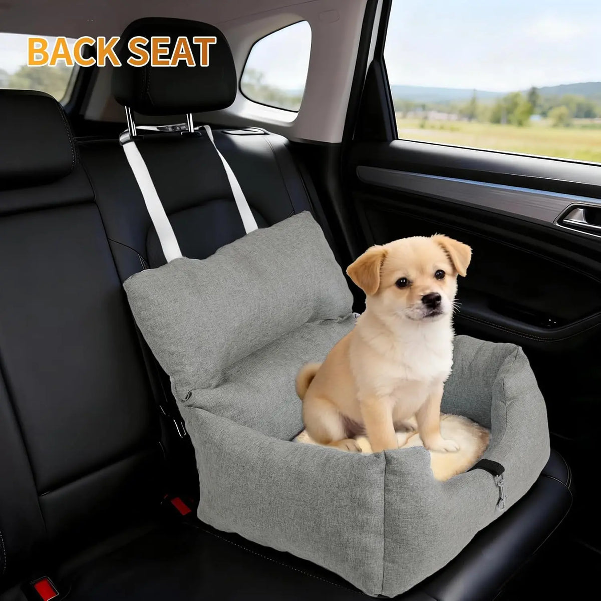 HiMISS Elevated Dog Booster Seat Bed With Safety Tether For Travel