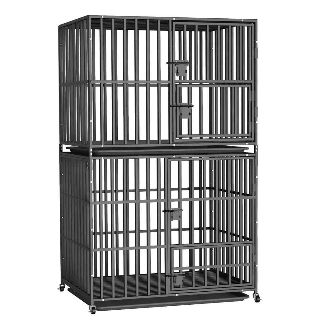 Borwart Heavy Duty Stackable Double Layer Dog Crate Kennel