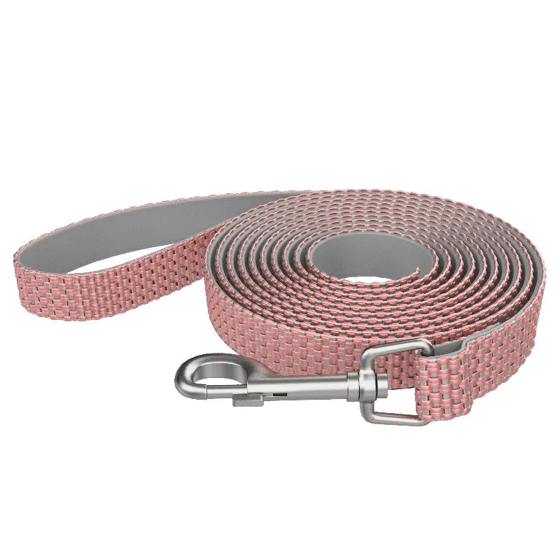 5 ft Nylon Anti-Shock Padded Dog Leash, Pink, Medium / Large