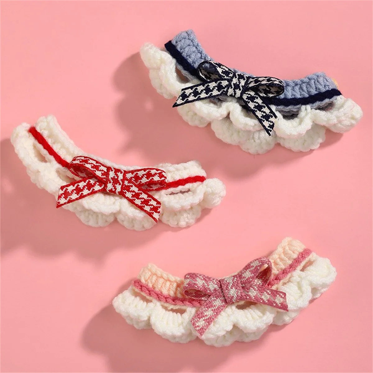 Soft Bow Knot Adjustable Knitted Collar For Cats And Dogs