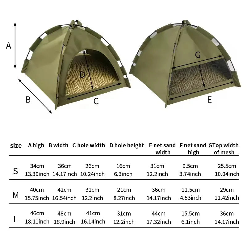 Foldable Semi Enclosed Pet Tent Washable Cat And Dog Shelter