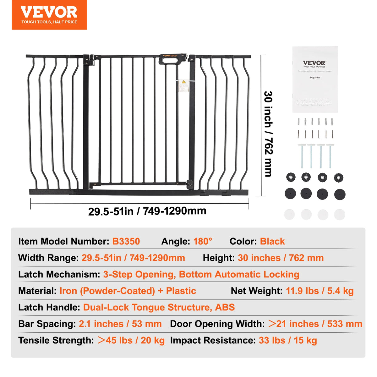 SucceBuy Pressure Mounted Walk Through Baby Pet Security Gate