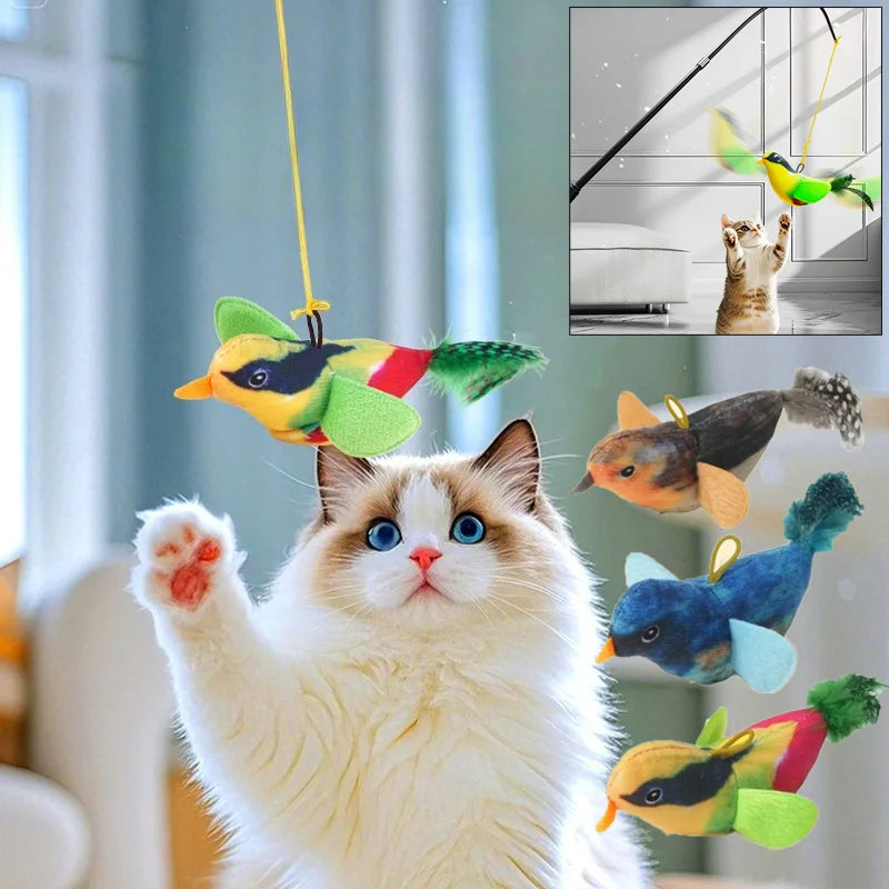 Interactive Wall Mounted Sound Activated Plush Catnip Bird Toy