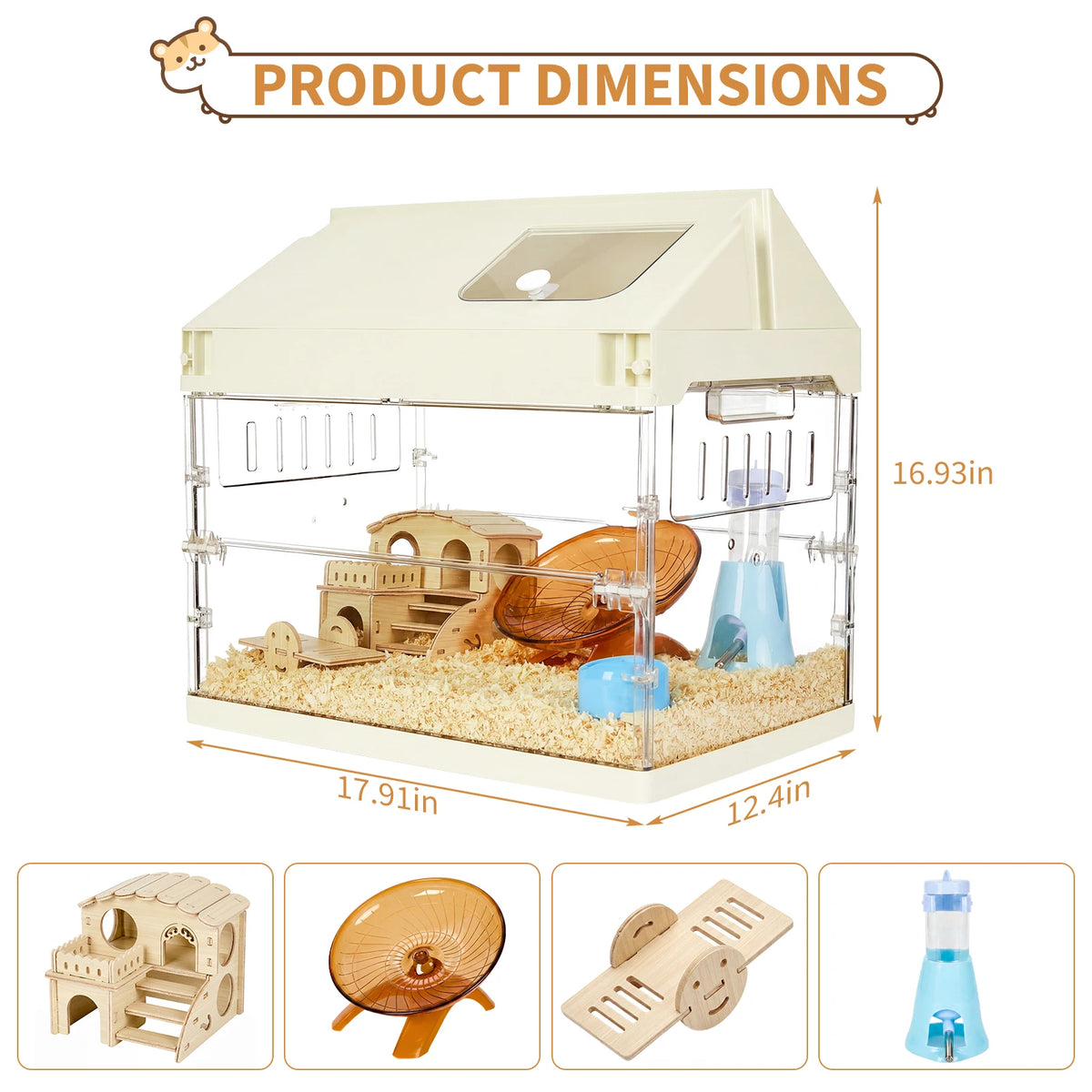 HiMISS Chew Proof Acrylic Hamster Cage Starter Kit With Accessories