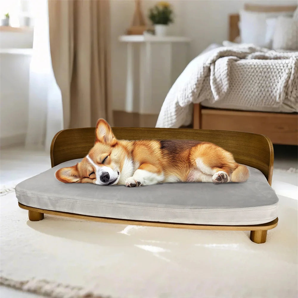 Borwart Elevated Pet Sofa With Eucalyptus Wood Cushion For Dogs