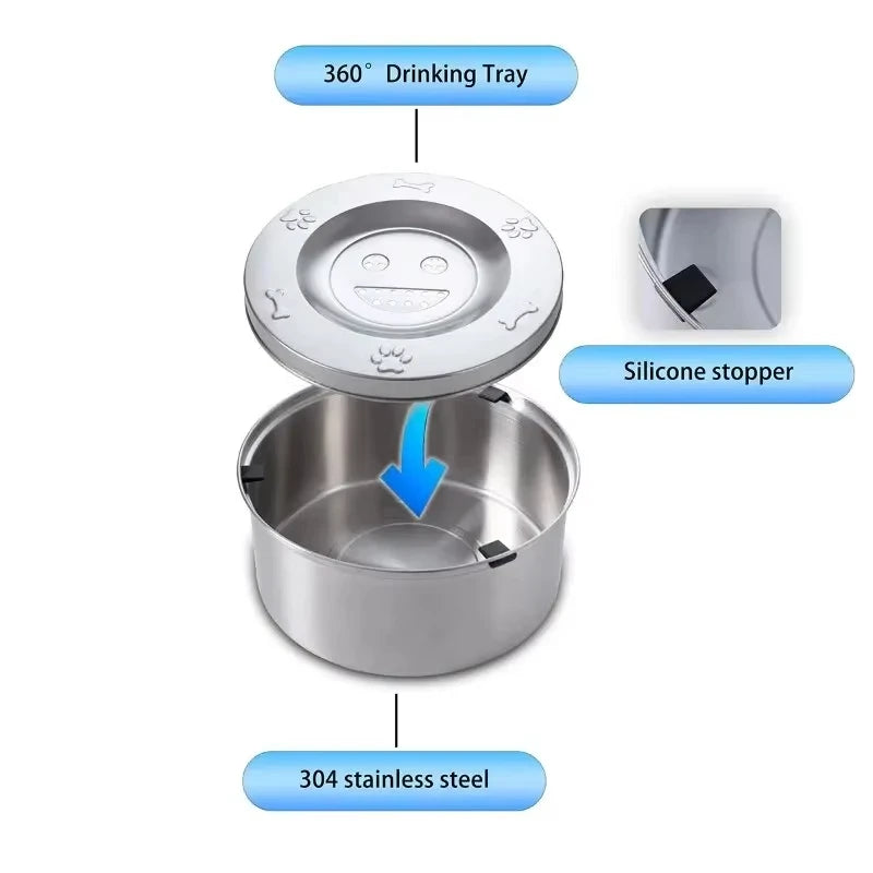 Stainless Steel Anti Splash Floating Dog Water Feeder Bowl