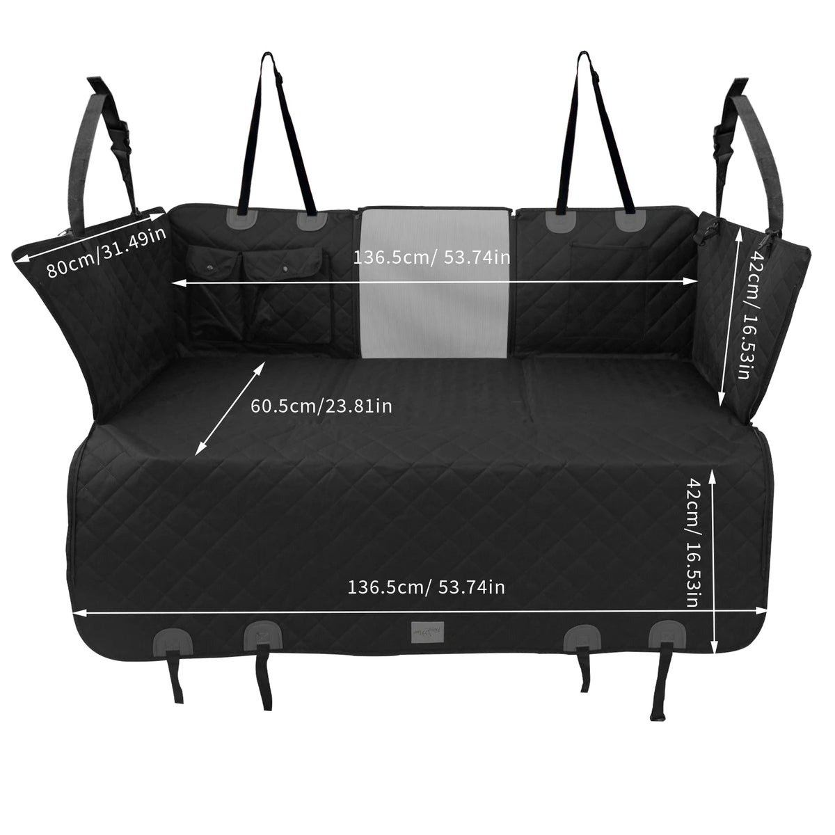 Back Seat Extender for Dogs, Heavy Duty Car Seat Cover for Dogs Pets, Waterproof Anti-Scratch Nonslip Dog Hammock for Cars, Seat Covers Protector with SeatBelt for SUV Truck Standard Black