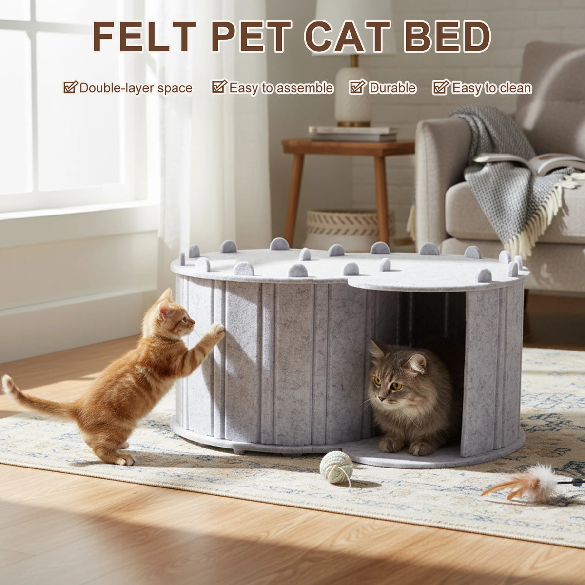Foldable Cat Tunnel Bed Semi Enclosed Peekaboo Pet House