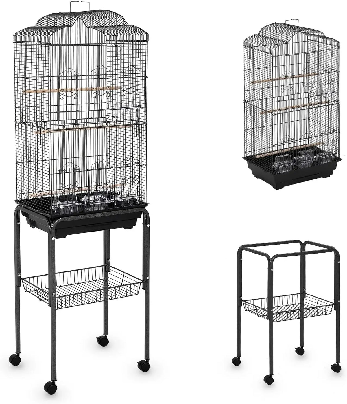Bird Cage With Play Top And Rolling Stand For Parakeets