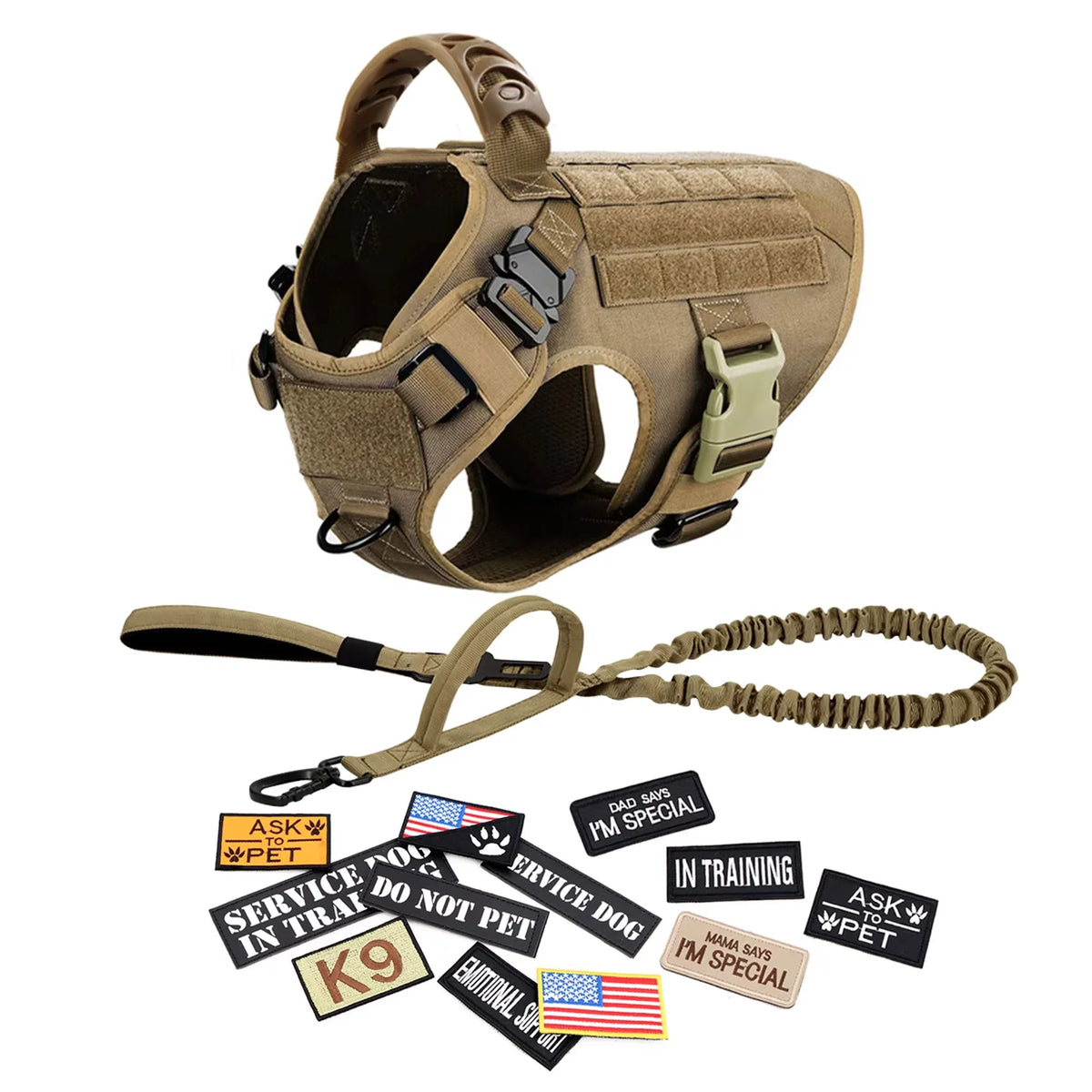 Petravel Tactical Large Dog Harness Vest Quick Release Padded Design