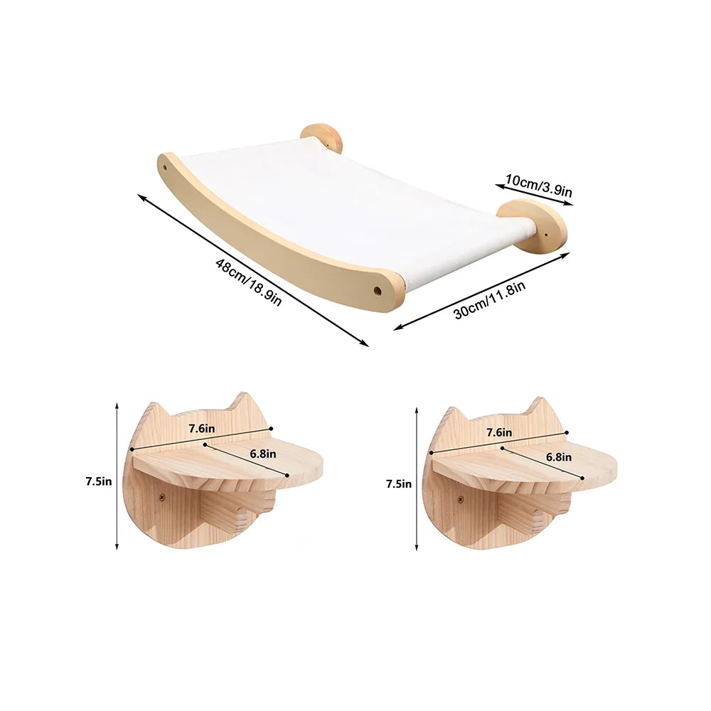 CWV Wall Mounted Cat Climbing Shelf And Sisal Scratching Hammock