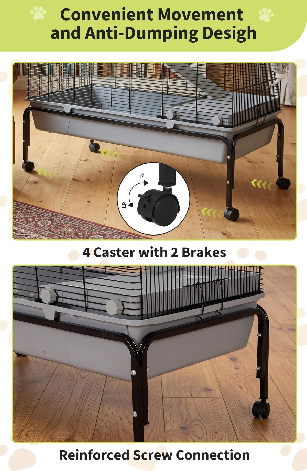 HiMISS Small Animal Cage With Stand And Removable Tray