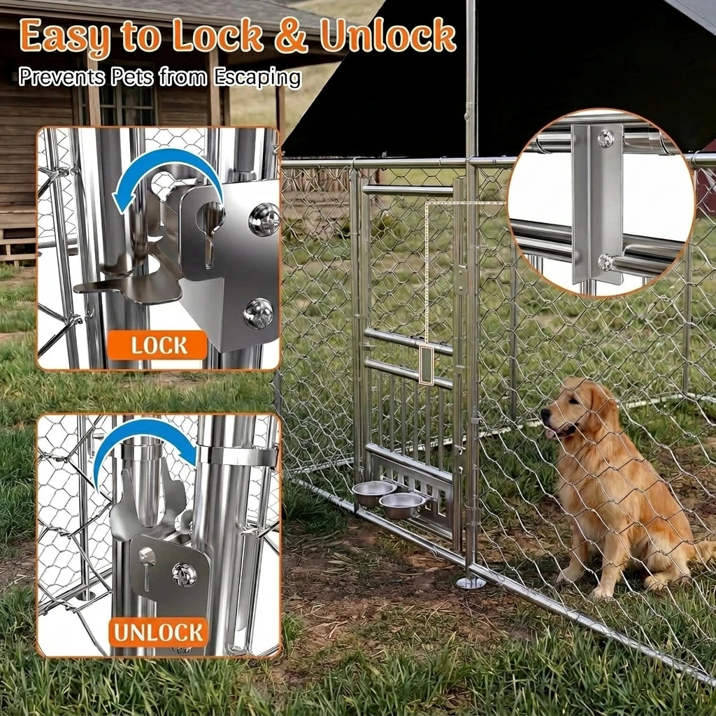 Heavy Duty Outdoor Dog Kennel With Waterproof UV Resistant Roof