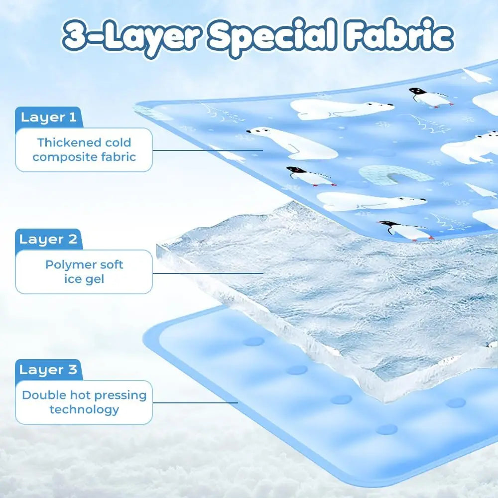 90×60cm Pet Cooling Mat, keeps pets away from hot in summer,washable & portable for dogs and cats