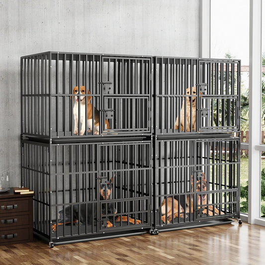 Borwart Heavy Duty Stackable Double Layer Dog Crate Kennel