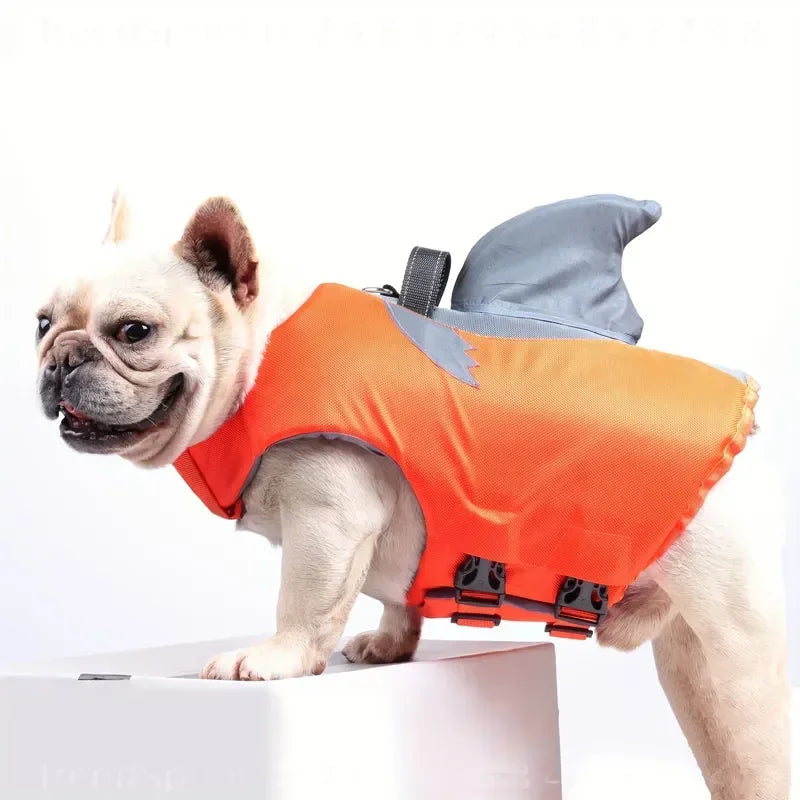 Reflective Shark‑Shape Dog Life Jacket Adjustable Pet Safety Vest With Convenient Handle Waterproof Floating Vest For Swimming Boating Water Rescue For Small Medium Large Dogs