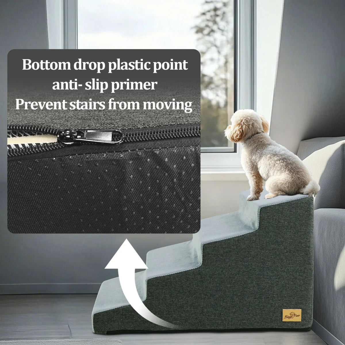 Premium High Density Foam Dog Step Ramp With Washable Cover