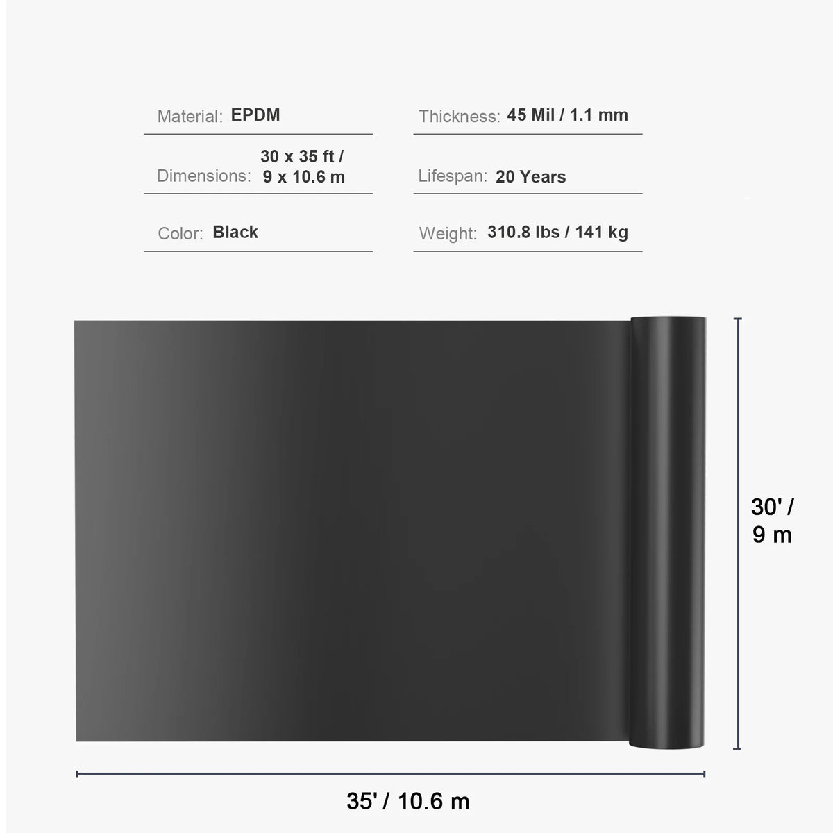SucceBuy Flexible LLDPE Pond Liner for Fish and Koi Ponds