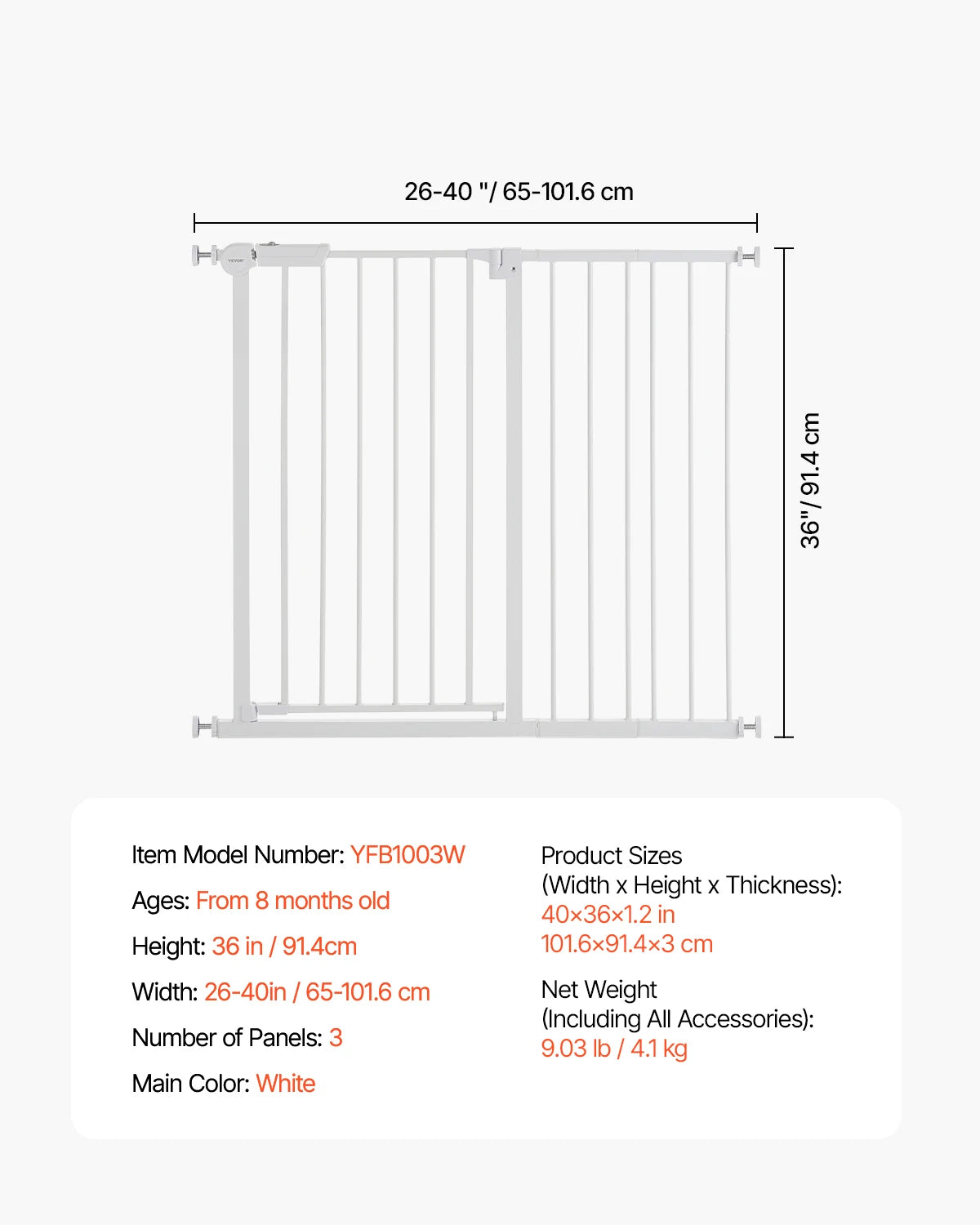 SucceBuy Pressure Mounted Walk Through Baby Pet Security Gate