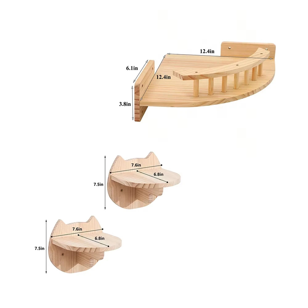 CWV Wall Mounted Cat Hammock Shelves With Pine Steps