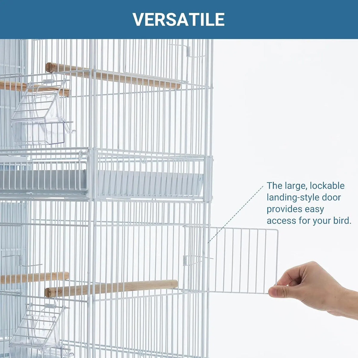 TWISTER.CK Large Bird Cage With Rolling Stand And Detachable Tray
