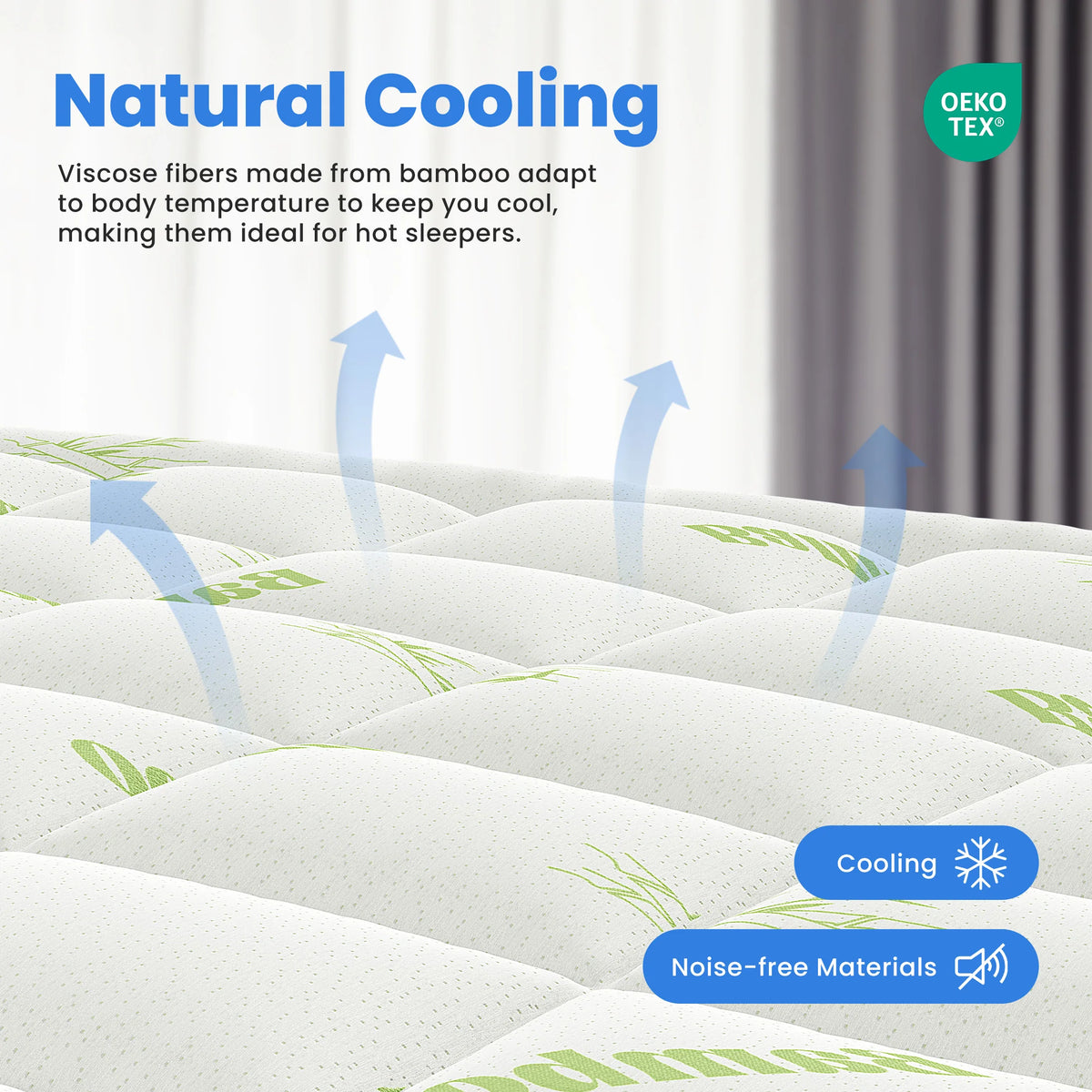 MCQ Bamboo Viscose Mattress Topper Featuring Pillow Top Cooling Pad