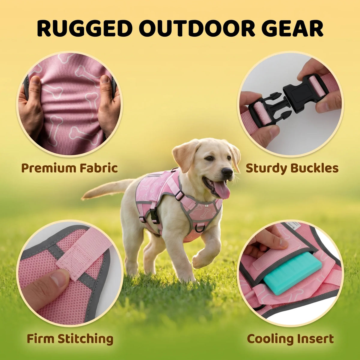 Cooling Vest Harness For Dogs With Freezer Packs Outdoor Use