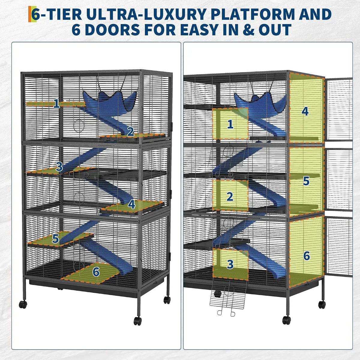 TWISTER.CK Multi Level Metal Small Animal Cage With Hammock