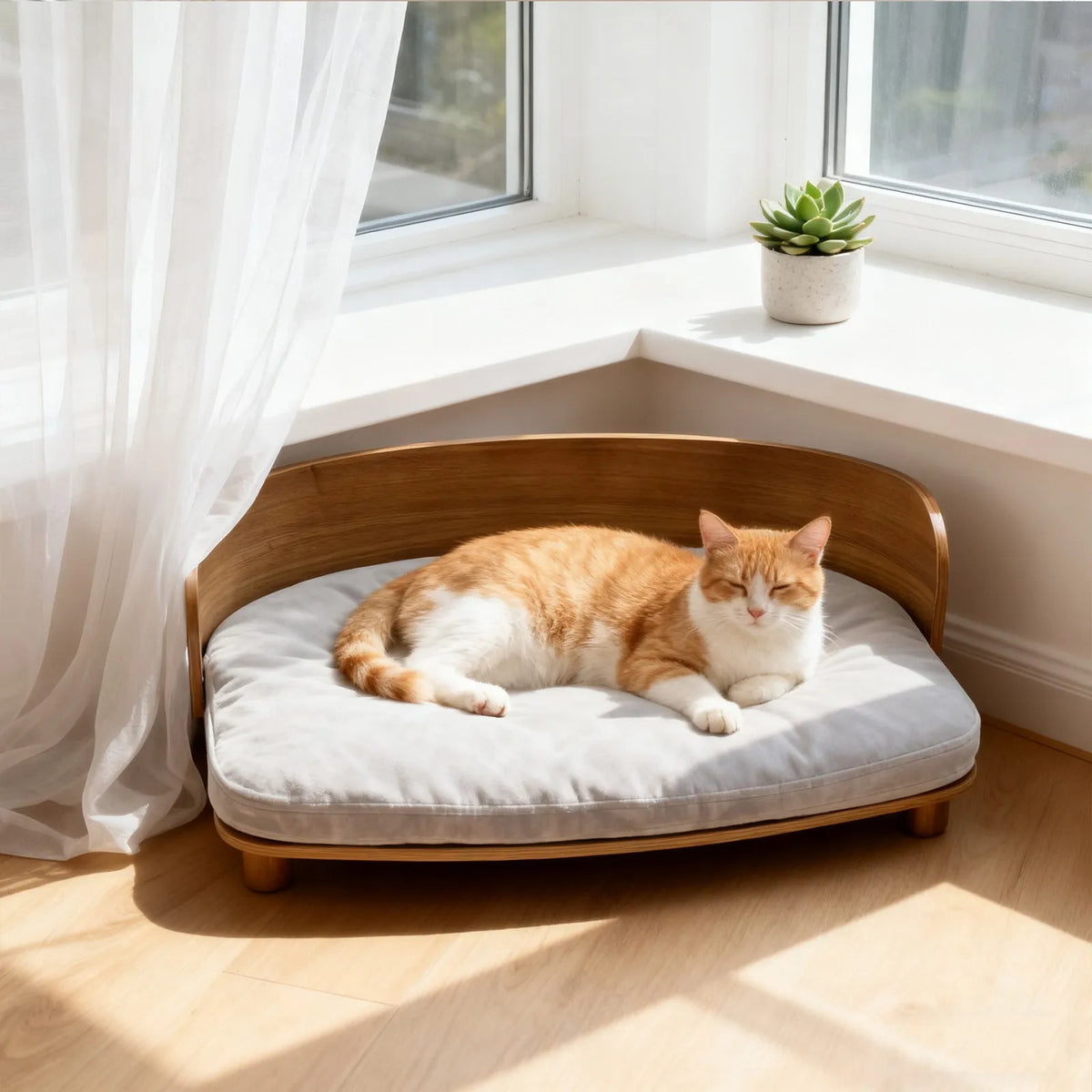 Borwart Elevated Pet Sofa With Eucalyptus Wood Cushion For Dogs