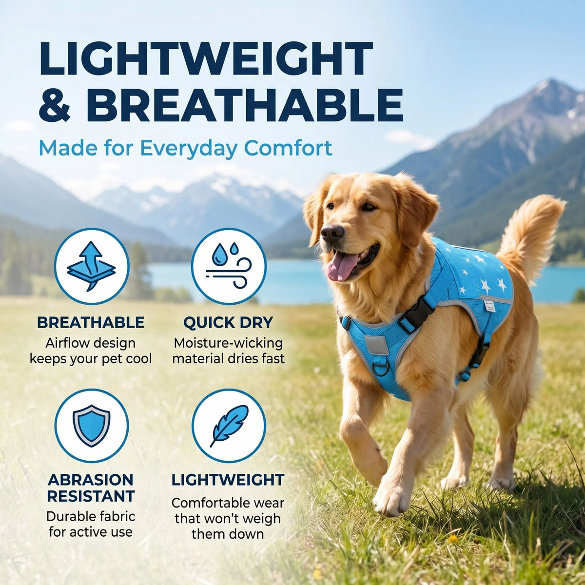 Cooling Vest Harness For Dogs With Freezer Packs Outdoor Use