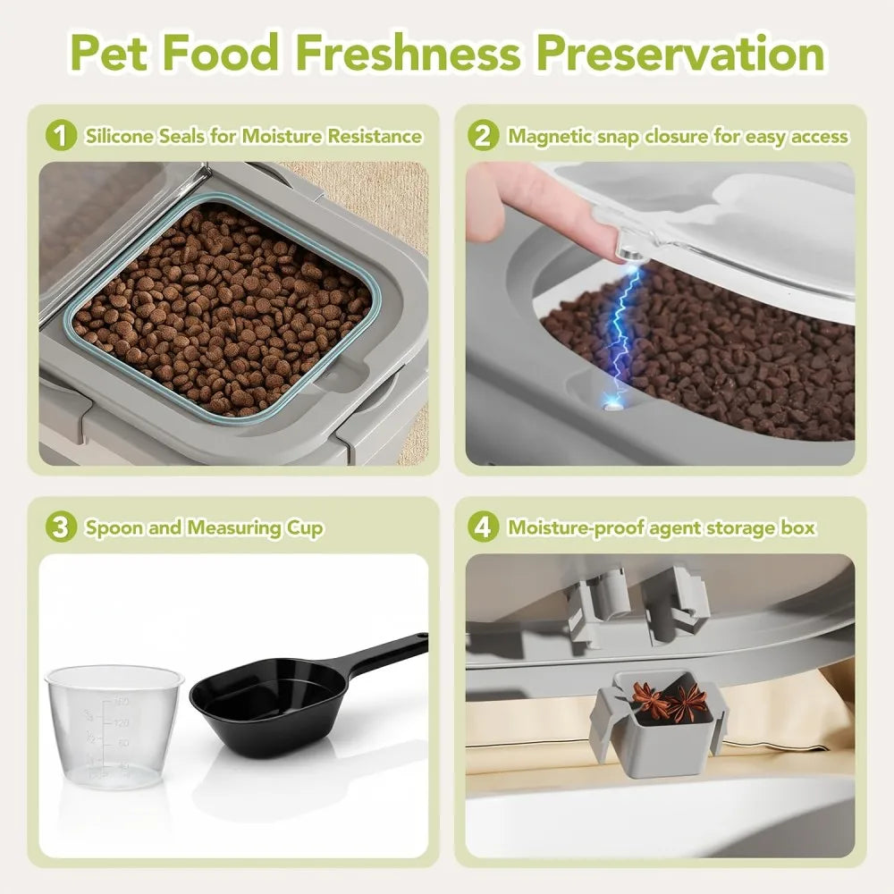 Collapsible Pet Food Storage Container With Airtight Lid And Wheels