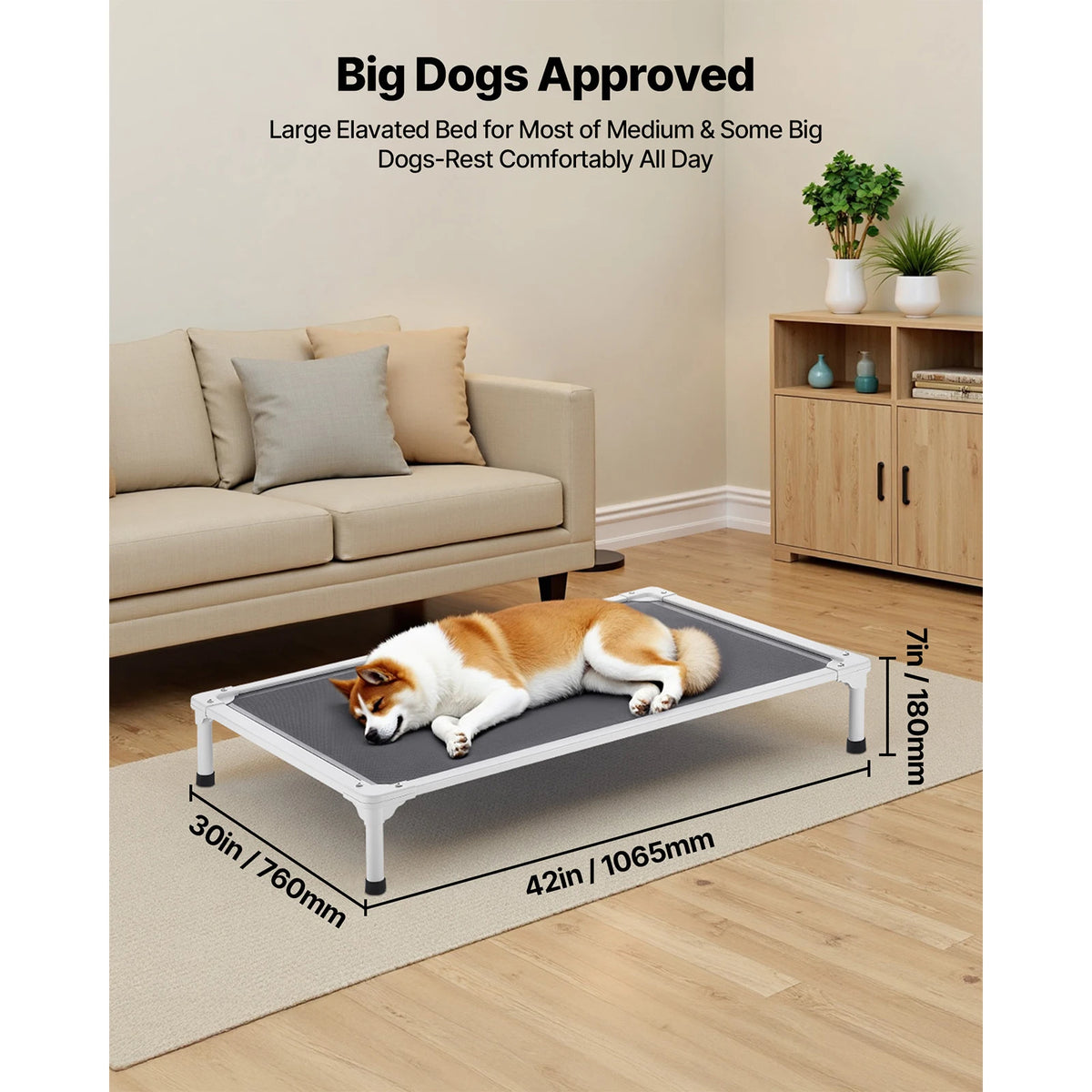 SucceBuy Elevated Dog Bed Portable Breathable Raised Pet Cot