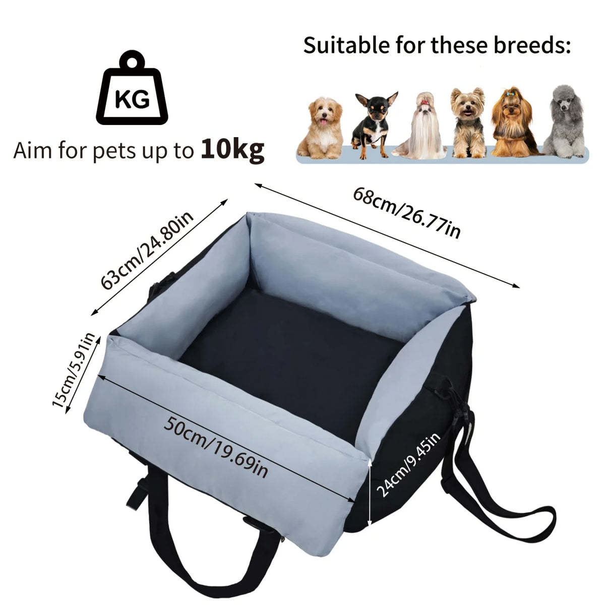 BINGOPAW Dog Car Seat Booster For Small Dogs Travel Carrier