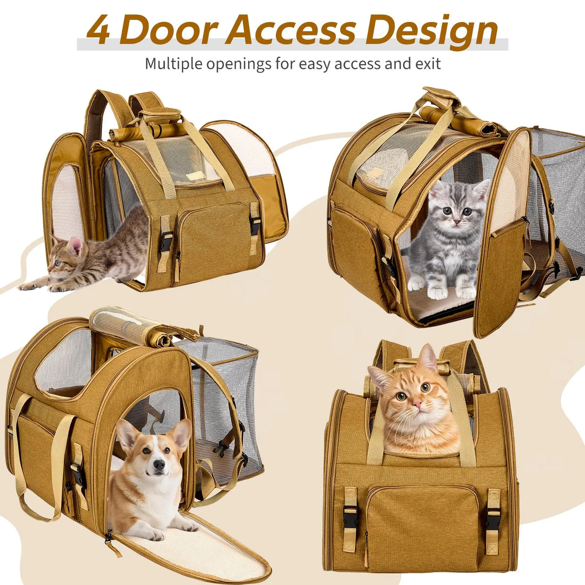 Expandable Mesh Cat Carrier Backpack With Breathable Travel Design